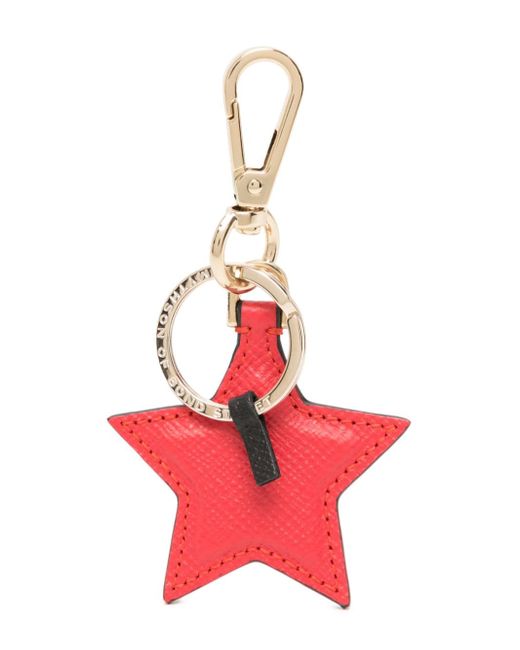 Smythson star-pendant leather keyrings