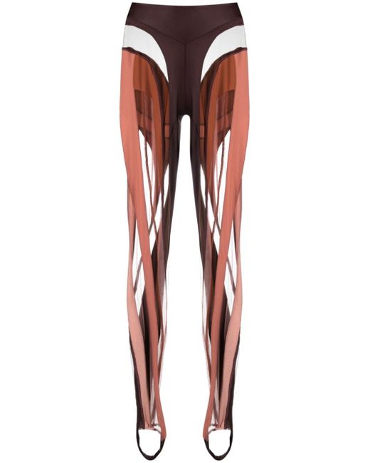 Mugler Spiral tulle-panelled jersey leggings