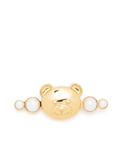 Moschino Teddy Bear pearl-embellished brooch