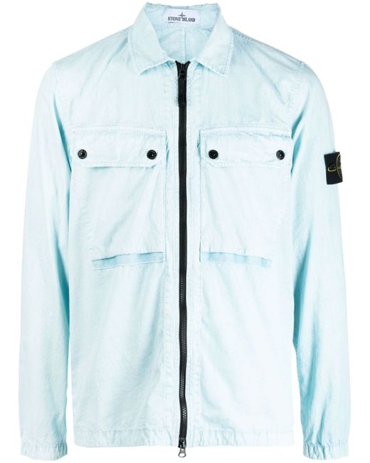 Stone Island Compass logo-patch zip-up shirt jacket