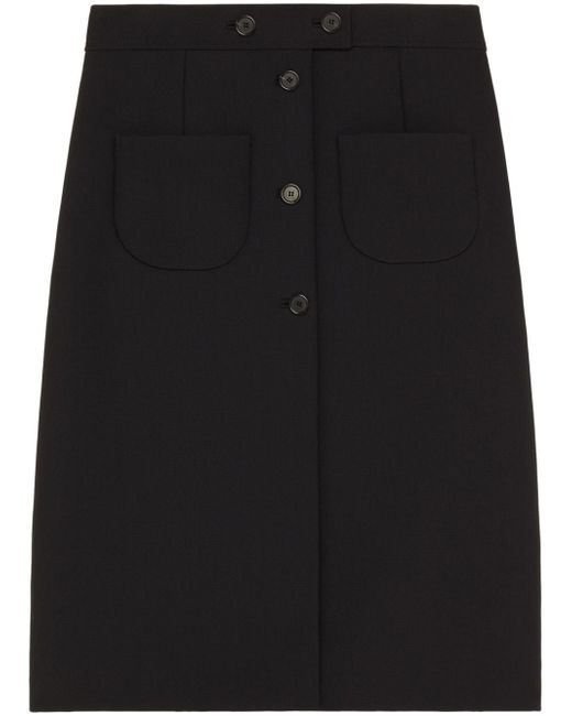 Courrèges crepe-textured A-line midi skirt