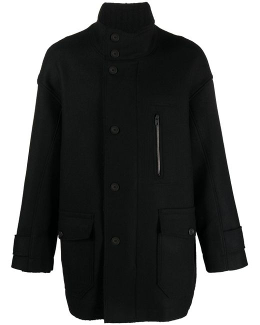 Isabel Benenato stand-up collar buttoned padded coat