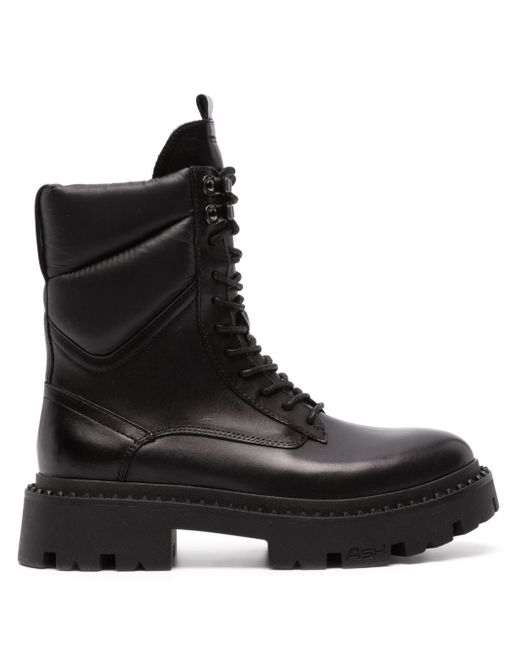 Ash lace-up combat leather boots