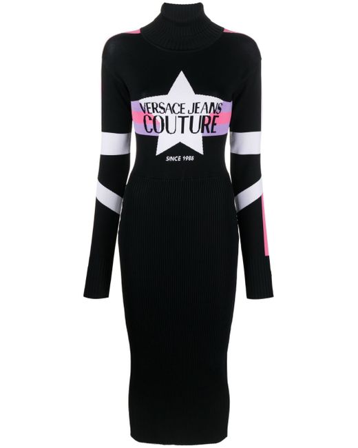 Versace Jeans Couture intarsia-knit logo jumper dress