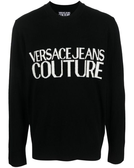 Versace Jeans Couture logo-intarsia crew-neck jumper