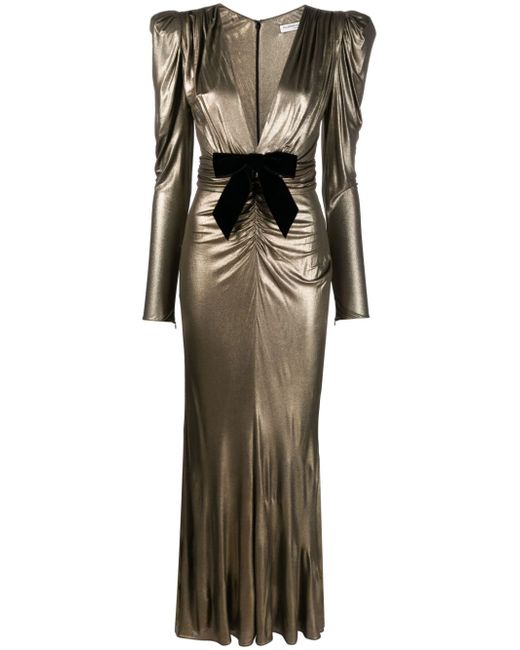 Alessandra Rich bow-detail metallic maxi dress