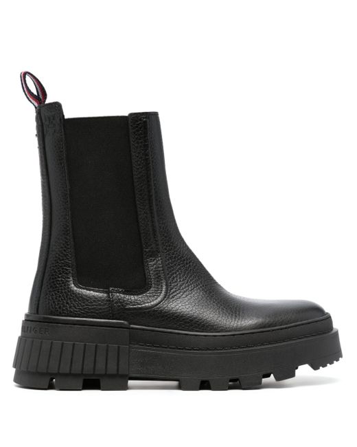 Tommy Hilfiger round-toe leather ankle boots