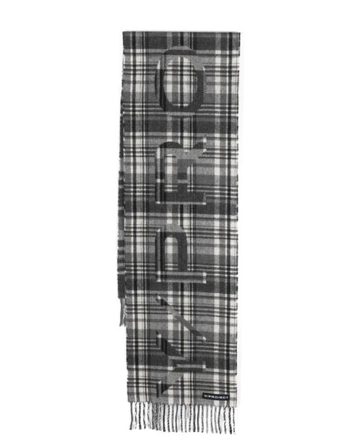 Y / Project plaid-check pattern fringed scarf