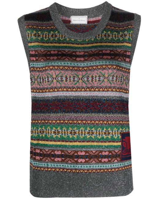 Pierre-Louis Mascia patterned intarsia-knit sleeveless top