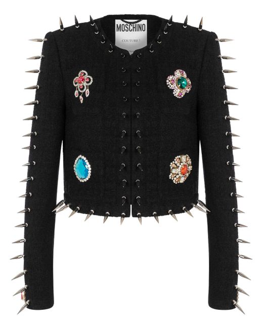 Moschino crystal-embellished cropped jacket