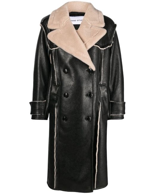 Stand Studio Frankie double-breasted faux-leather coat
