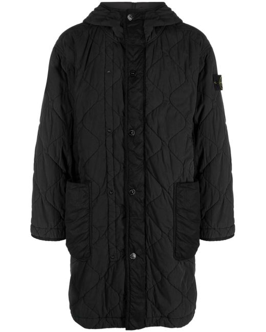 Stone Island Compass-patch hooded puffer coat