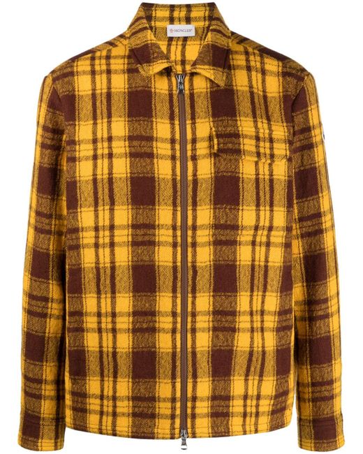 Moncler logo-patch plaid shirt jacket