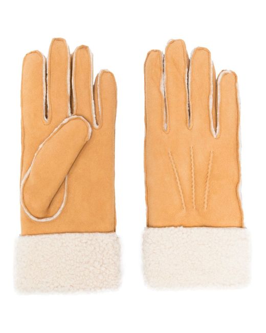 Bally shearling-trim suede gloves