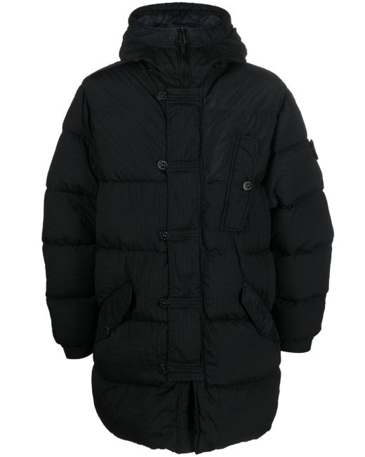 Stone Island Compass-patch hooded down jacket