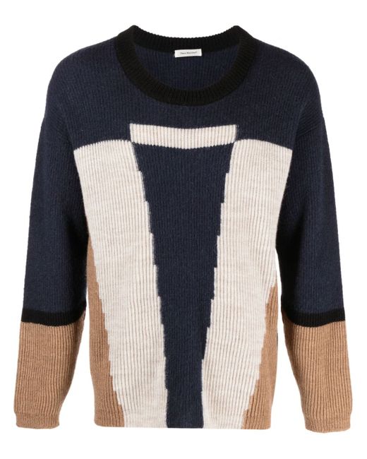 There Was One colour-block intarsia jumper