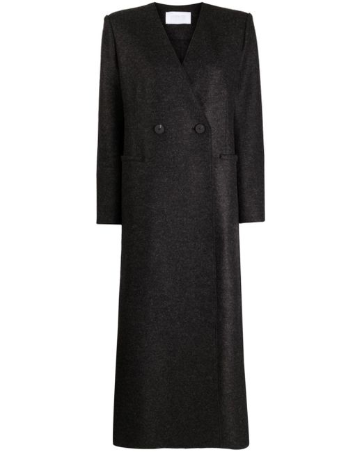 Harris Wharf London double-breasted collarless coat
