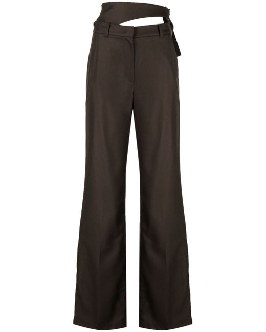 System cut-out detailing wool tailored trousers