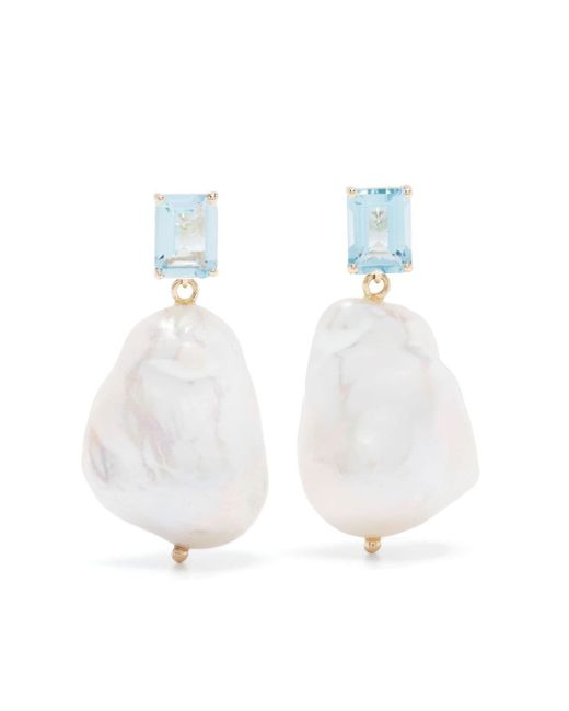 Mateo 14kt yellow topaz and baroque pearl drop earrings