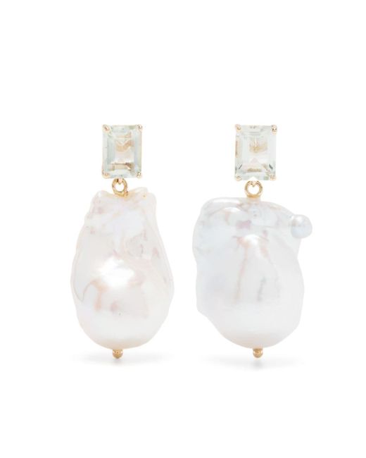 Mateo 14kt yellow amethyst and baroque pearl drop earrings