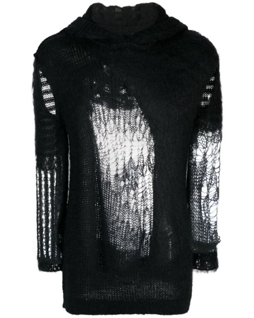Rick Owens Spider cut-out sleeve knitted hoodie