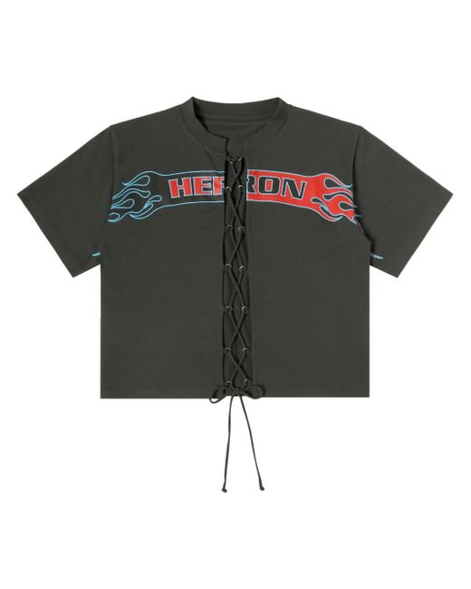 Heron Preston Flaming lace-up T-Shirt
