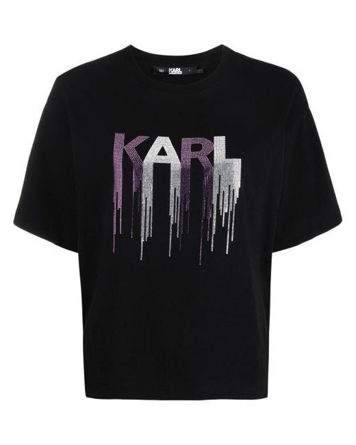 Karl Lagerfeld rhinestone-embellished logo-print T-shirt