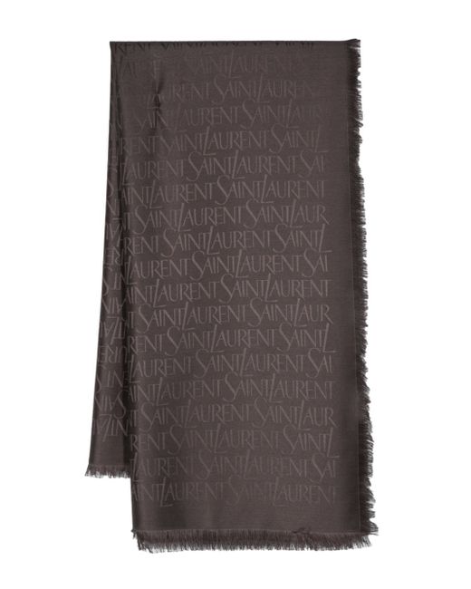 Saint Laurent logo-jacquard silk-blend scarf