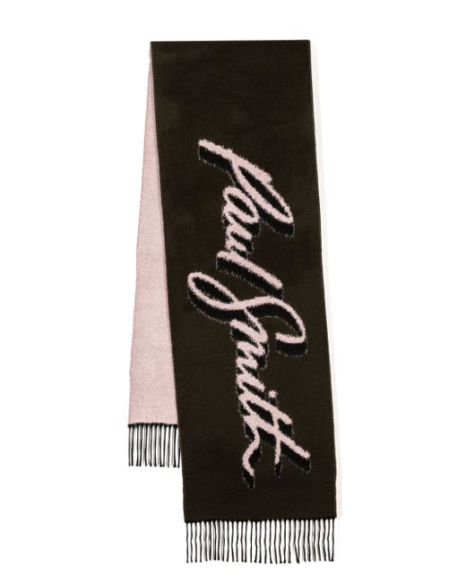 Paul Smith logo-jacquard fringed scarf