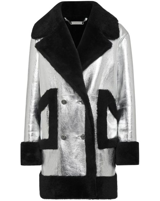 Philipp Plein double-breasted shearling leather coat