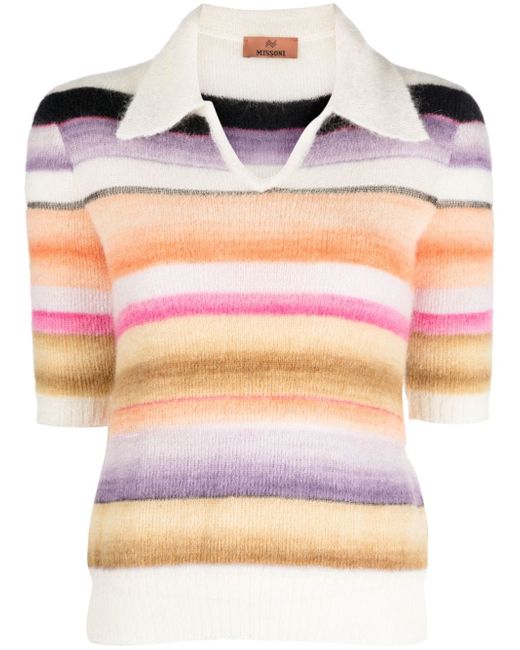 Missoni striped knitted polo top