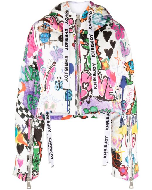 Khrisjoy Graffiti Love-print puffer jacket