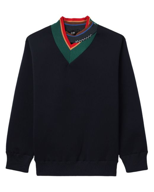 Kolor contrast-collar V-neck jumper