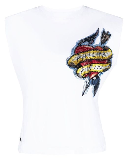 Philipp Plein rhinestone-embellished sleeveless T-shirt