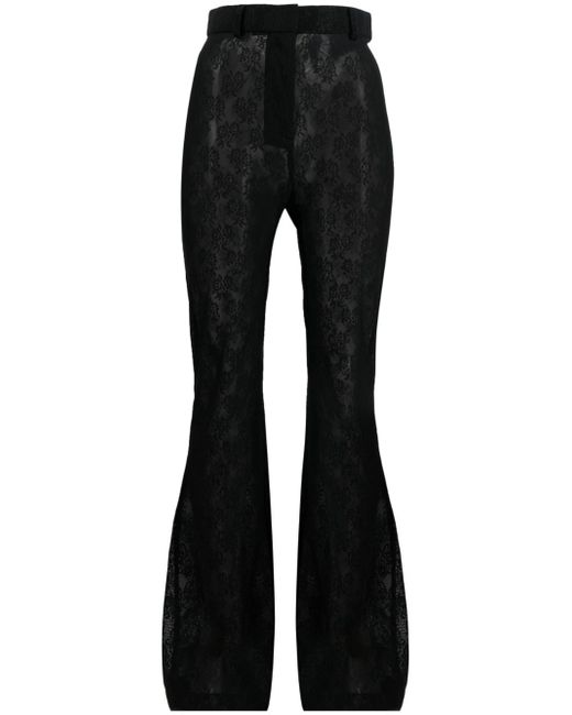 Moschino floral-lace sheer flared trousers