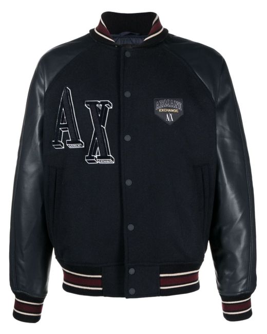 Armani Exchange logo-patch varsity jacket