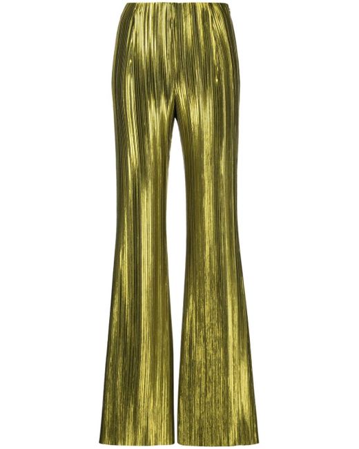 Galvan  London metallic-finish pleated flared trousers