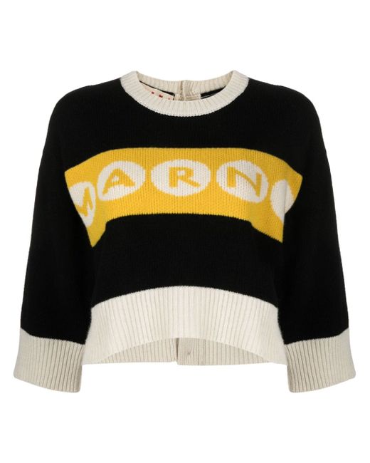 Marni logo-intarsia cropped jumper