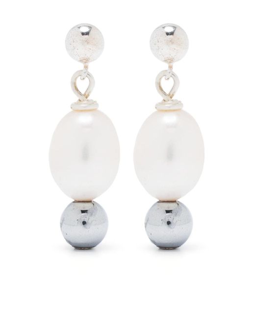 A Sinner in Pearls pearl-embellished silver drop earrings