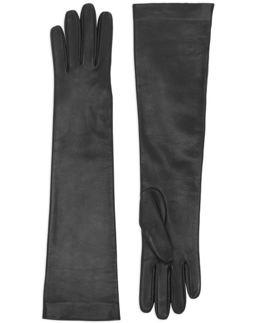 Saint Laurent logo-embossed leather gloves