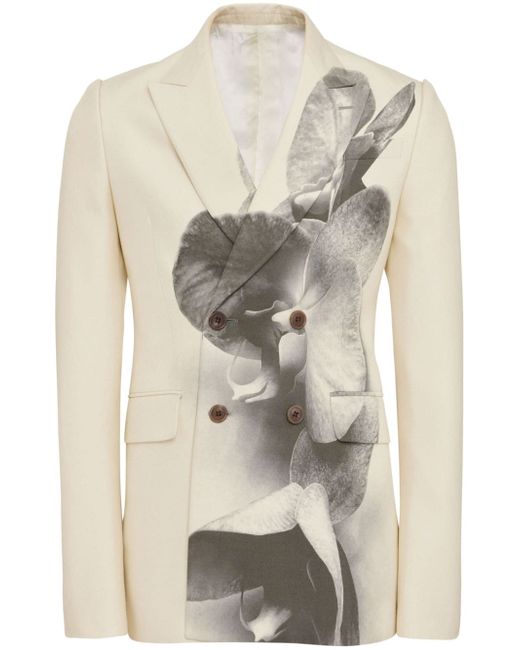 Alexander McQueen Orchid-print cady blazer