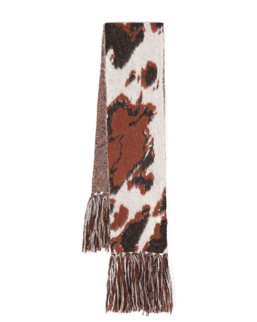 Stella McCartney abstract-pattern brushed wool-blend scarf