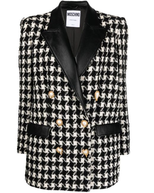 Moschino houndstooth-pattern double-breasted jacket