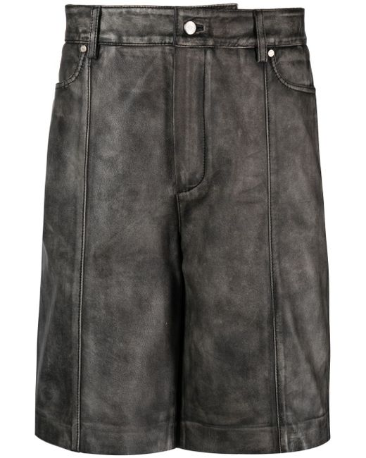 Han Kj0benhavn faded straight-leg leather shorts