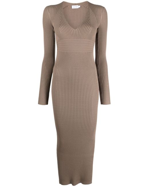 Calvin Klein ribbed-knit bodycon maxi dress