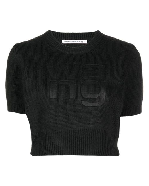 Alexander Wang debossed-logo knitted top