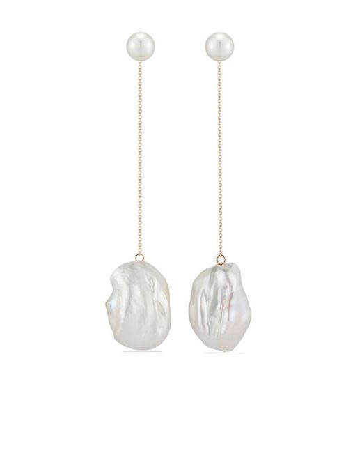 Mateo 14kt yellow gold Duality baroque pearl drop earrings