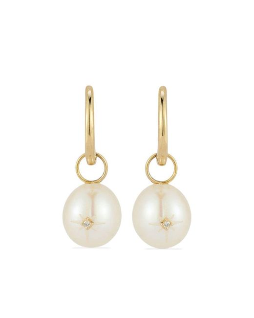 Mateo 14kt yellow pearl and diamond earrings