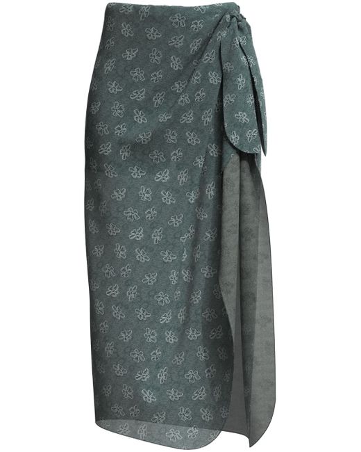 Margherita MACCAPANI floral-print tie-fastening skirt