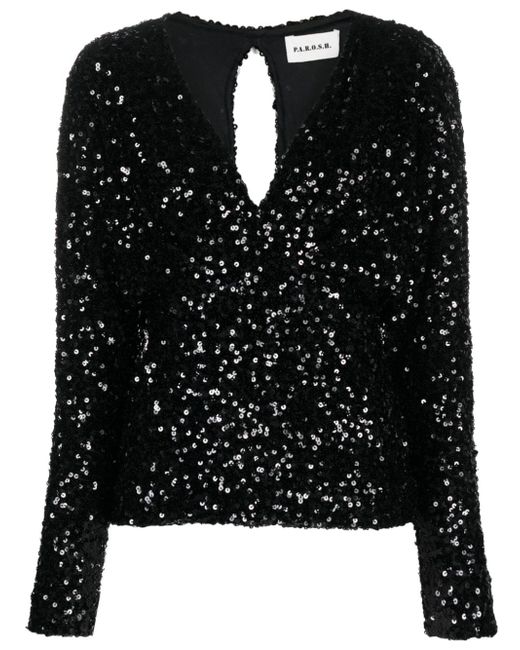 P.A.R.O.S.H. cut-out sequinned top